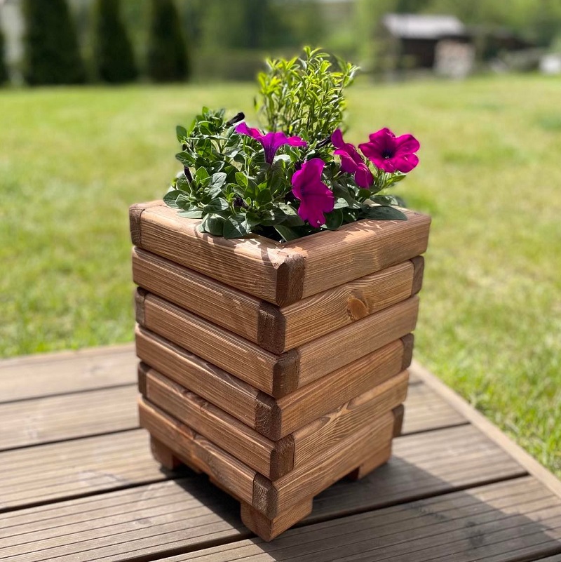Dřevěný zahradní květináč AKSAMIT, teak, 250x250x350
