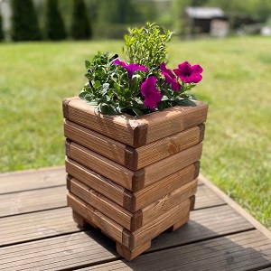Dřevěný zahradní květináč AKSAMIT, teak, 250x250x350