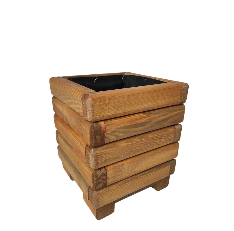 Dřevěný zahradní květináč AKSAMIT, teak, 250x250x350