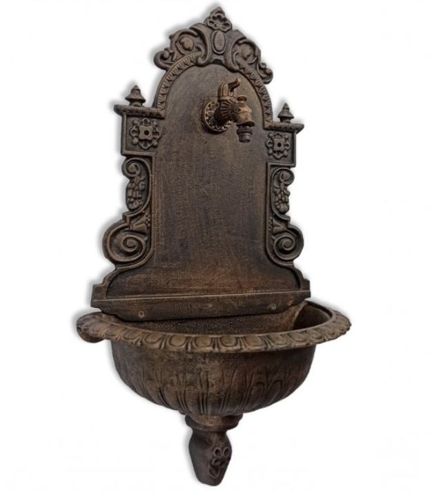 Litinové zahradní umyvadlo Moena 82 cm světlá měděná patina - kohoutek Drak