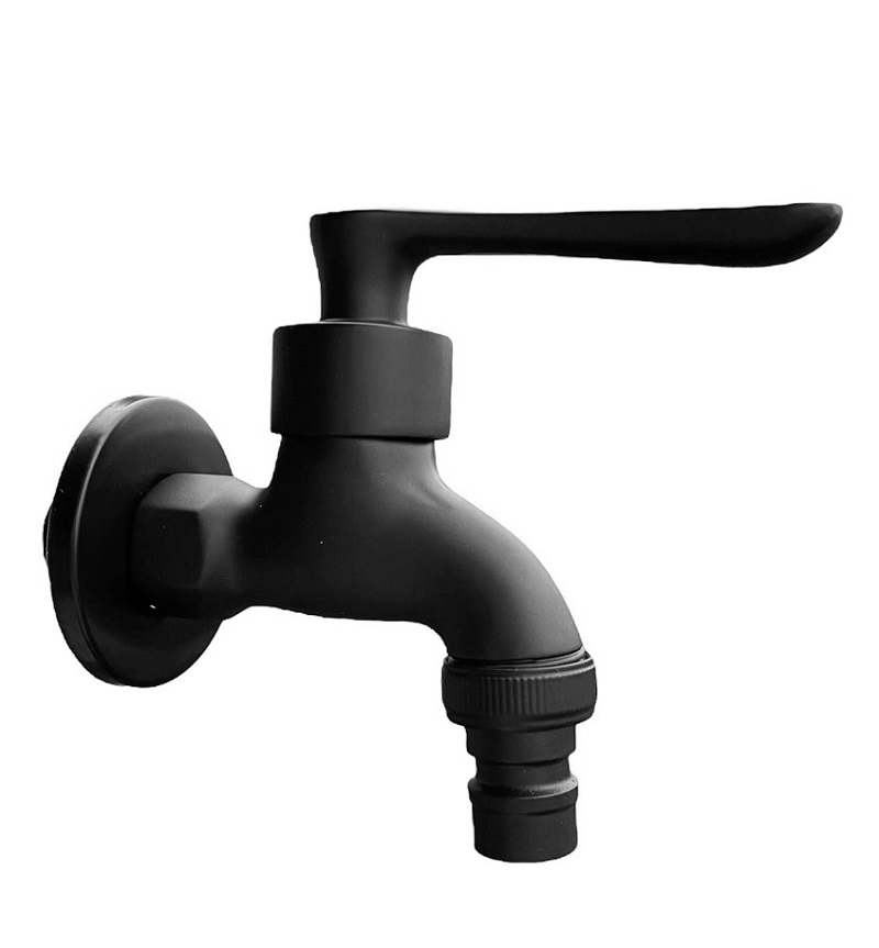 AZTE Vodovodní KOHOUTEK s adaptérem pro hadici 1/2, černý matný, 9 cm 