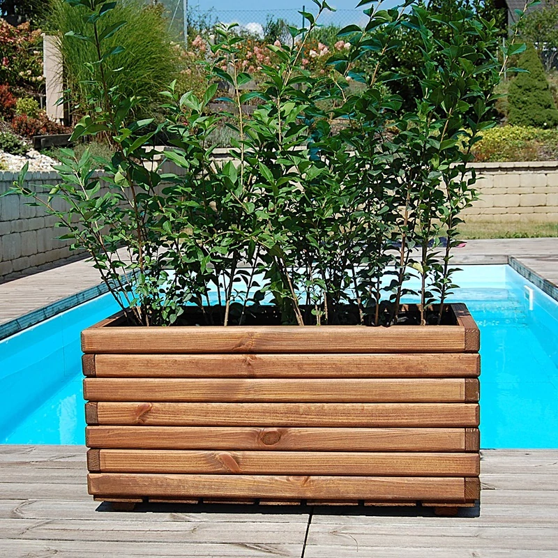 Dřevěný zahradní květináč AKSAMIT, teak, 800X400X400