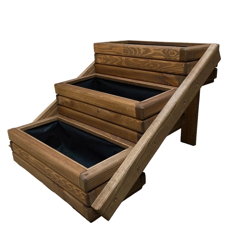 Dřevěný zahradní květináč Aksamit KASKÁDA, teak