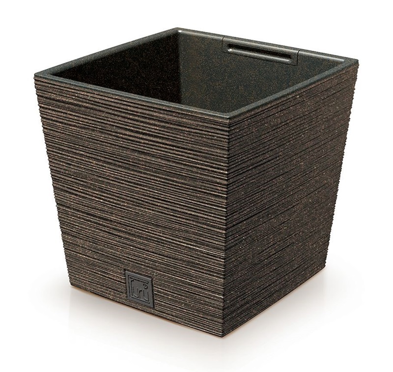 Květináč FURU SQUARE LOW ECO WOOD 29,5cm kávový