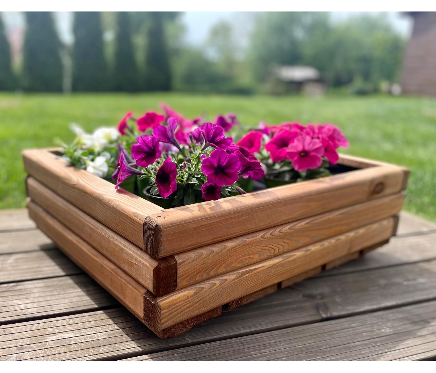 Dřevěný zahradní květináč AKSAMIT, teak, 600x500x200