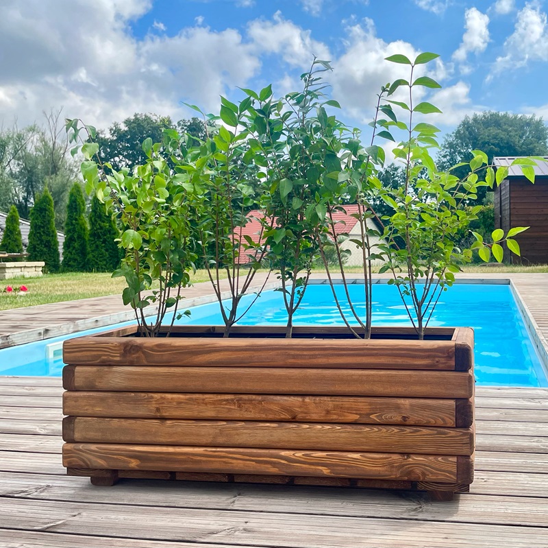 Dřevěný zahradní květináč AKSAMIT, teak, 800x250x300