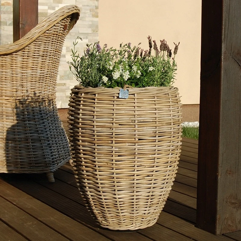 RATANOVÝ Květináč DRYPOT VASE, Gray Ø40x53 cm