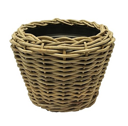 RATANOVÝ Květináč DRYPOT, HRUBÝ RATAN, Grey, XL Ø67x51cm