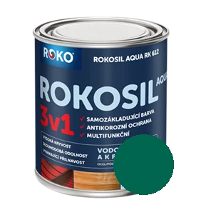 Univerzální vodouředitelná barva Rokosil Aqua 3v1 0,6 L tmavě zelená čsn5400