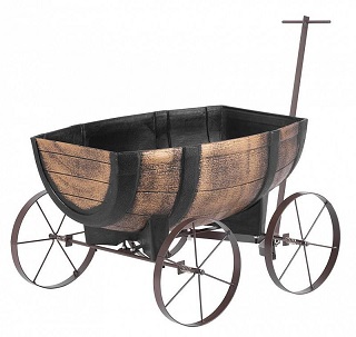 Zahradní květináč Whiskey barel wagon 41,5 x 29 x 19 cm