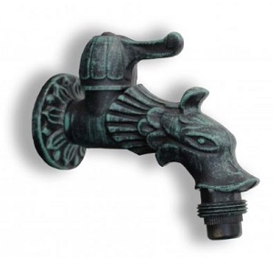 Vodovodní KOHOUTEK DRAK 1/2", zelená patina