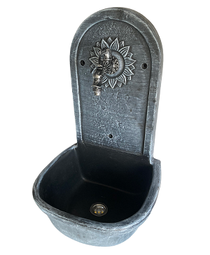 ROTO zahradní umyvadlo Slunce 63 cm stříbrná patina - kohoutek Drak, výpusť