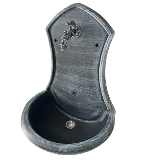ROTO zahradní umyvadlo Saturn 71 cm stříbrná patina - kohoutek Drak, výpusť