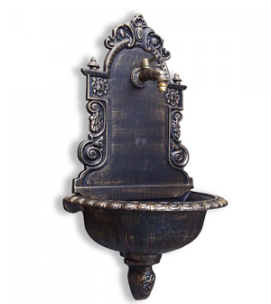 Litinové zahradní umyvadlo Moena 82 cm zlatá patina - kohoutek Drak