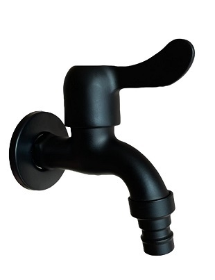 Vodovodní KOHOUTEK ČERNY z nerez oceli 1/2" s adapterem pro hadici, černý matný