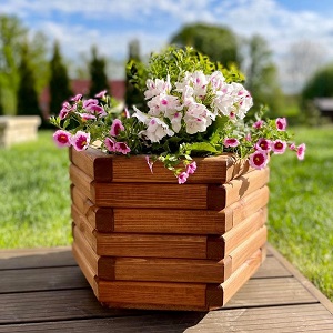 Dřevěný zahradní květináč AKSAMIT, teak, 500x350