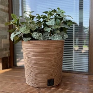 Květináč FURU ROUND LOW ECO WOOD 30cm, světle hnědý