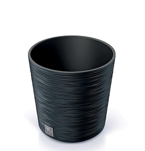 Květináč FURU ROUND LOW ECO WOOD 30cm, antracit