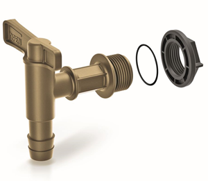 Kohoutek k sudu na dešťovou vodu CANTAP 1 zlatý, k sudům Prosperplast