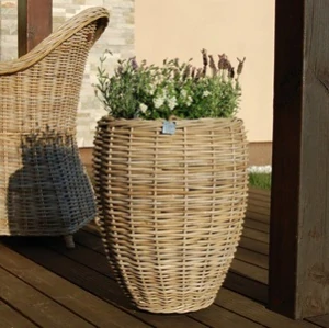 RATANOVÝ Květináč DRYPOT VASE, Gray Ø40x53 cm