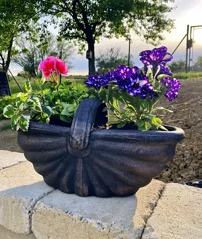 Roto Květináč KOŠÍK, bronzově hnědý