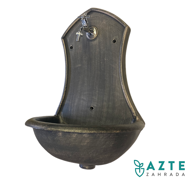 ROTO zahradní umyvadlo Saturn 71 cm bronzově hnědé - kohoutek Fanski, výpusť