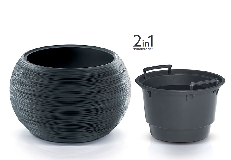Květináč s vkladem FURU BOWL antracitový 43,5cm