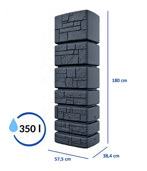Prosperplast Sud na dešťovou vodu TOWER STONE 350l, antracit