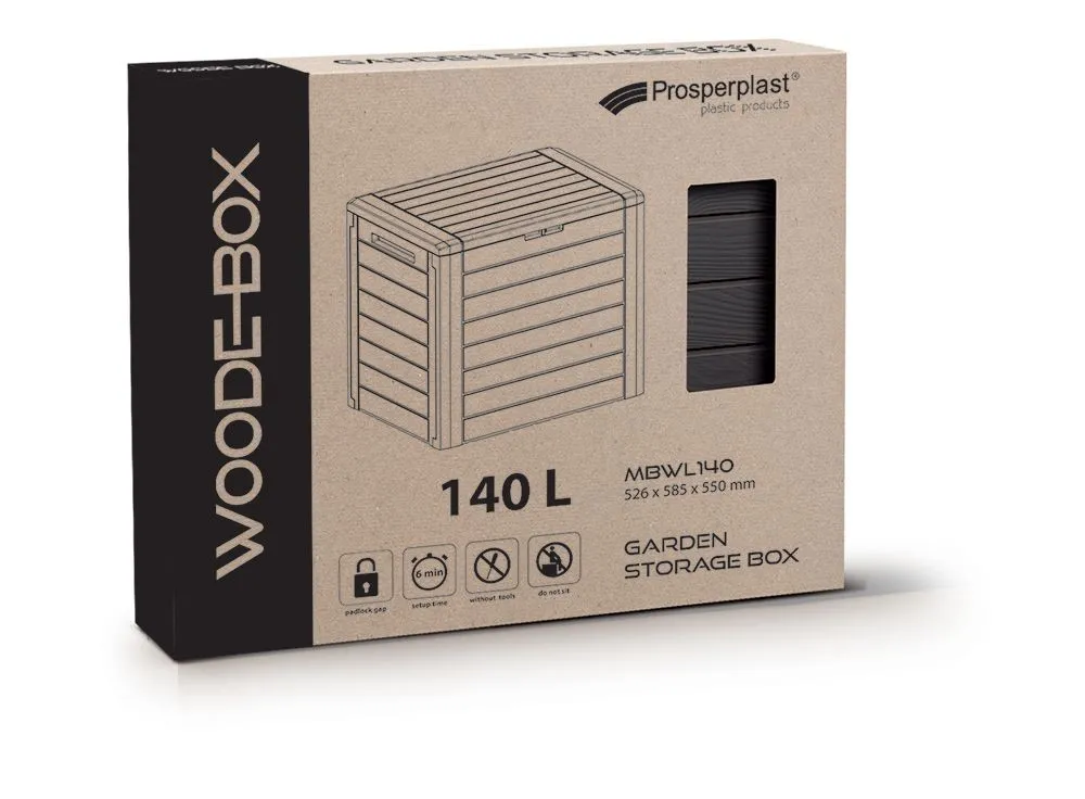 Prosperplast Zahradní box WOODEBOX antracit 58,5 cm - 140L