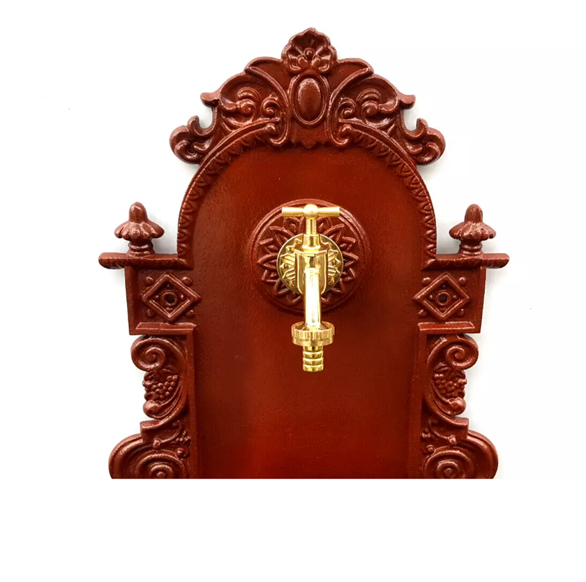 AZTE zahradní umyvadlo 72 cm hnědé – ze slitiny hliníku s kohoutkem výpustí a sifonem