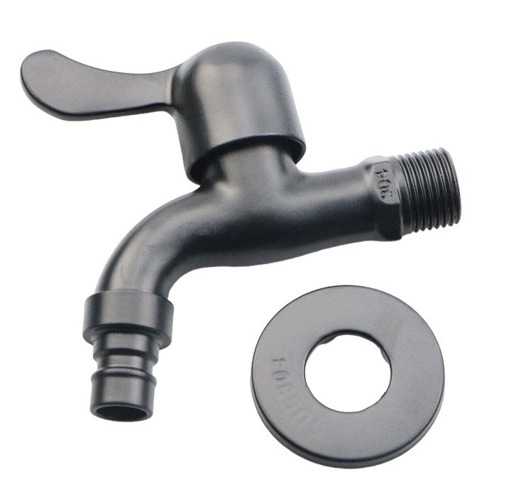 Vodovodní KOHOUTEK ČERNY z nerez oceli 1/2" s adapterem pro hadici, černý matný