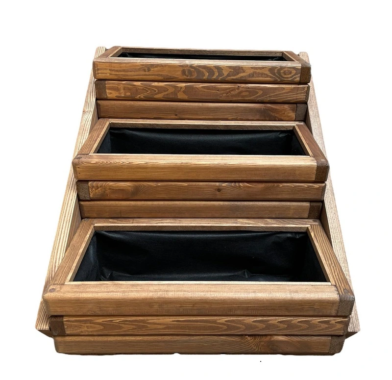 Dřevěný zahradní květináč Aksamit KASKÁDA, teak