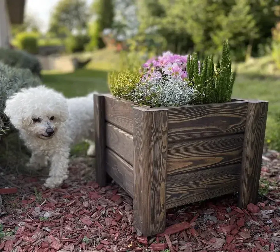 Dřevěný zahradní květináč VELVET, palisandr, 400x400x330mm