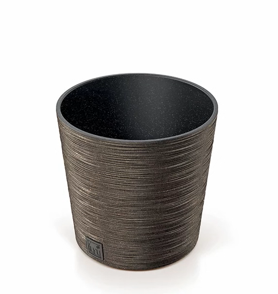 Květináč FURU ROUND LOW ECO WOOD 30cm, kávový