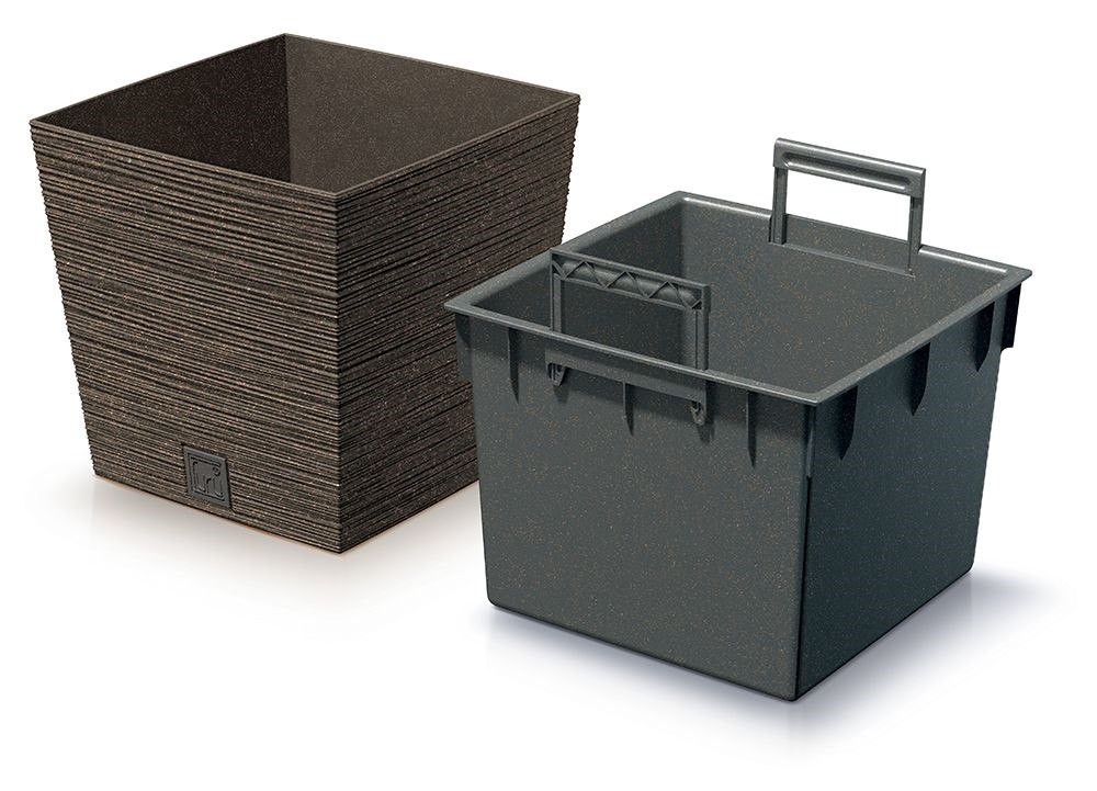 Květináč FURU SQUARE LOW ECO WOOD 29,5cm kávový