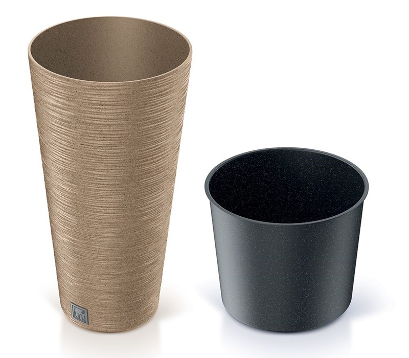 Květináč FURU SLIM ECO WOOD 30cm, světle hnědý