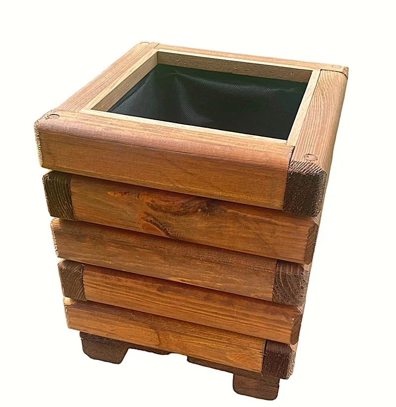 Dřevěný zahradní květináč AKSAMIT, teak, 250x250x300