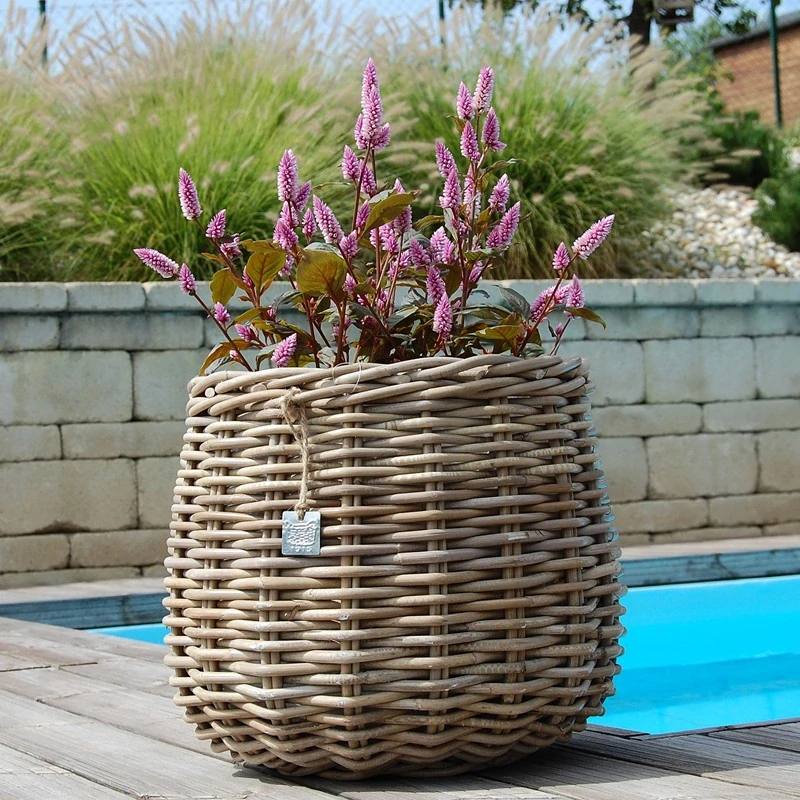 RATANOVÝ Květináč CLASIC ROUND, Grey, Ø38x33 cm