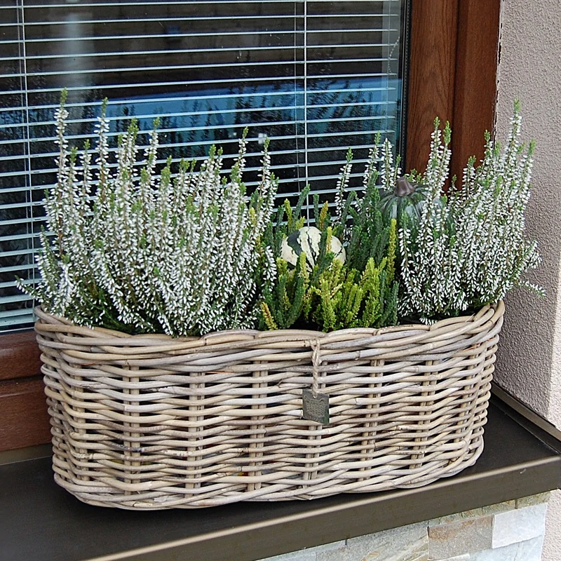 RATANOVÝ truhlík ELIPSA CLASIC, Grey, 50x20x20 cm