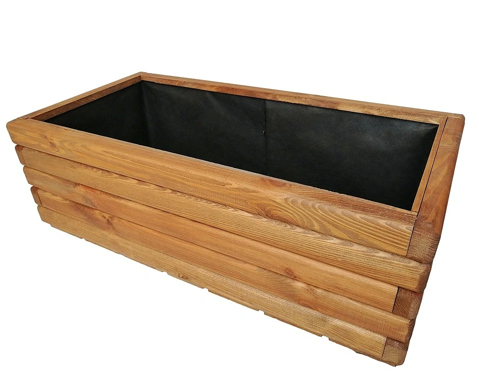 Dubový květináč VELORA 800×400×300 mm – teak, masivní dub