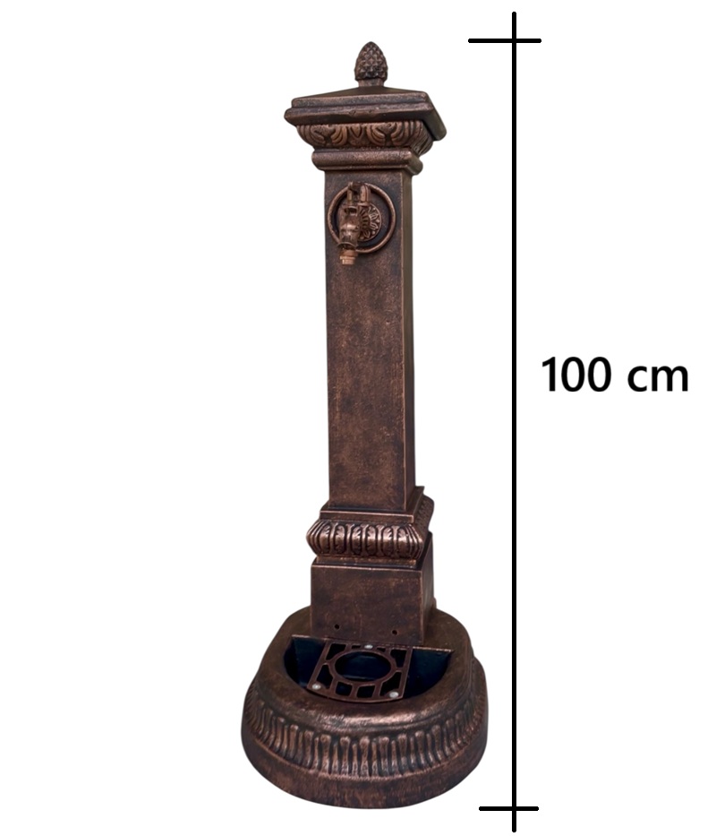 Vodovodní Litinový SLOUPEK AZTE XXL s KOHOUTKEM DRAK, měděná patina, 100 cm