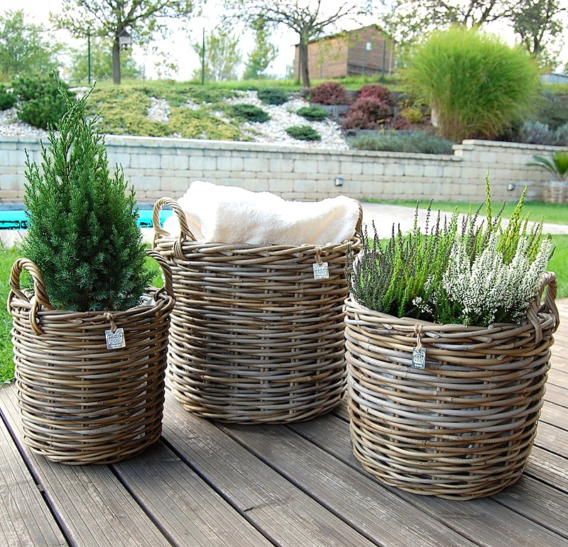 RATANOVÉ Koše DRIE XLS, Grey, SET 3 kusy