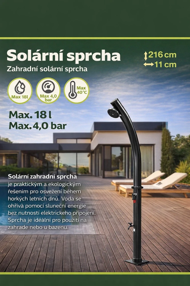 Solární zahradní SPRCHA 18 l, černá
