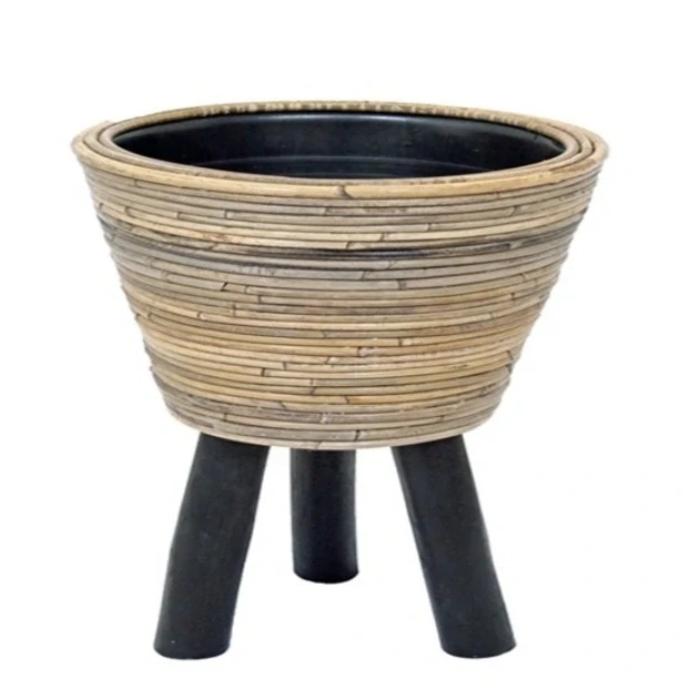 RATANOVÝ květináč na nožkách, STRIPE,  46x44 cm