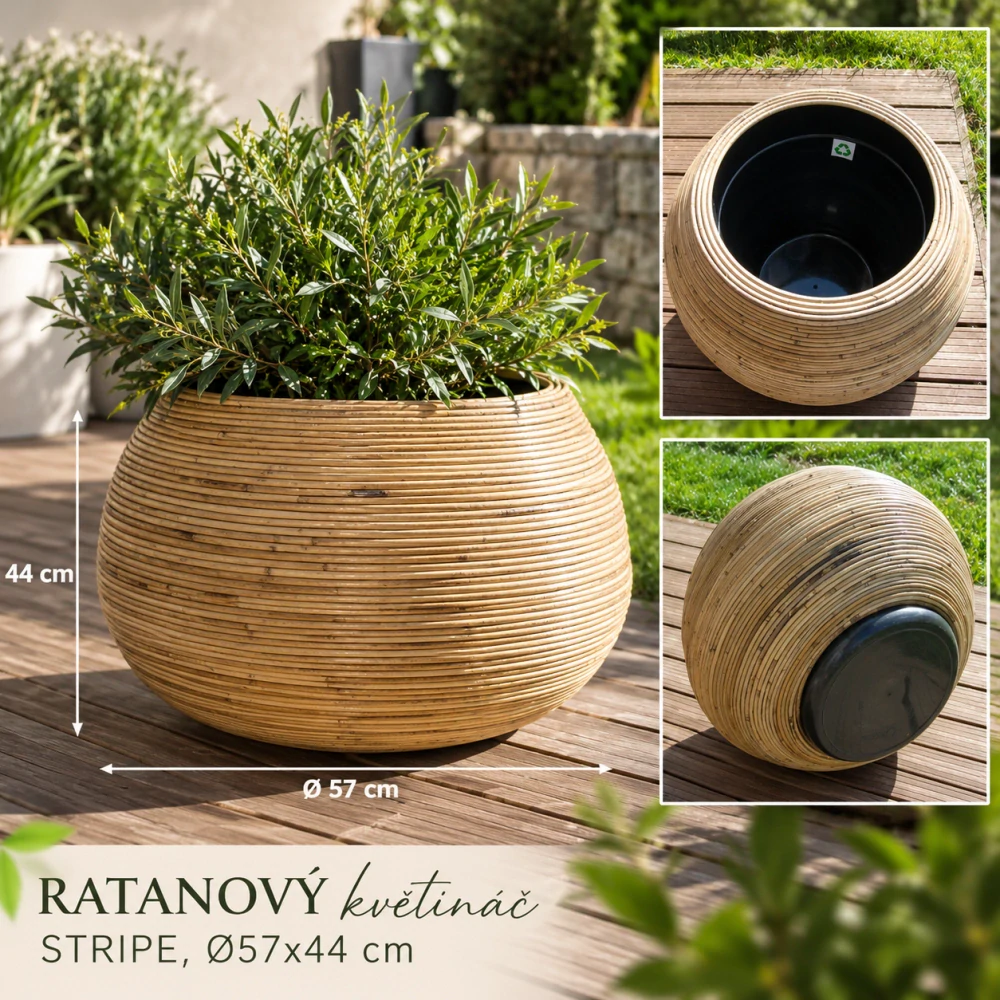 RATANOVÝ květináč STRIPE, Ø57x44 cm