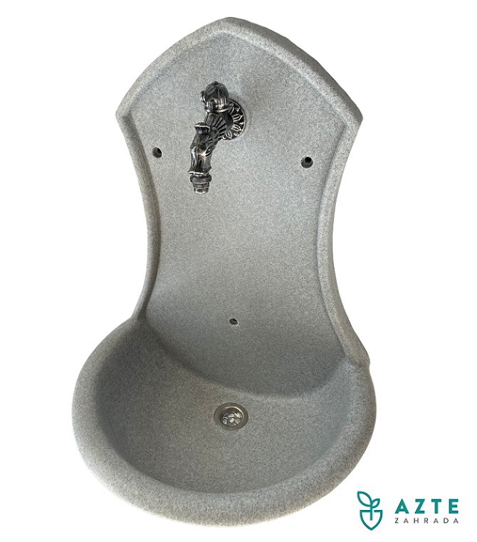 ROTO SET Zahradní Umyvadlo SATURN s kohoutkem DRAK a výpustí, šedý granit,  VÝHODNÁ CENA