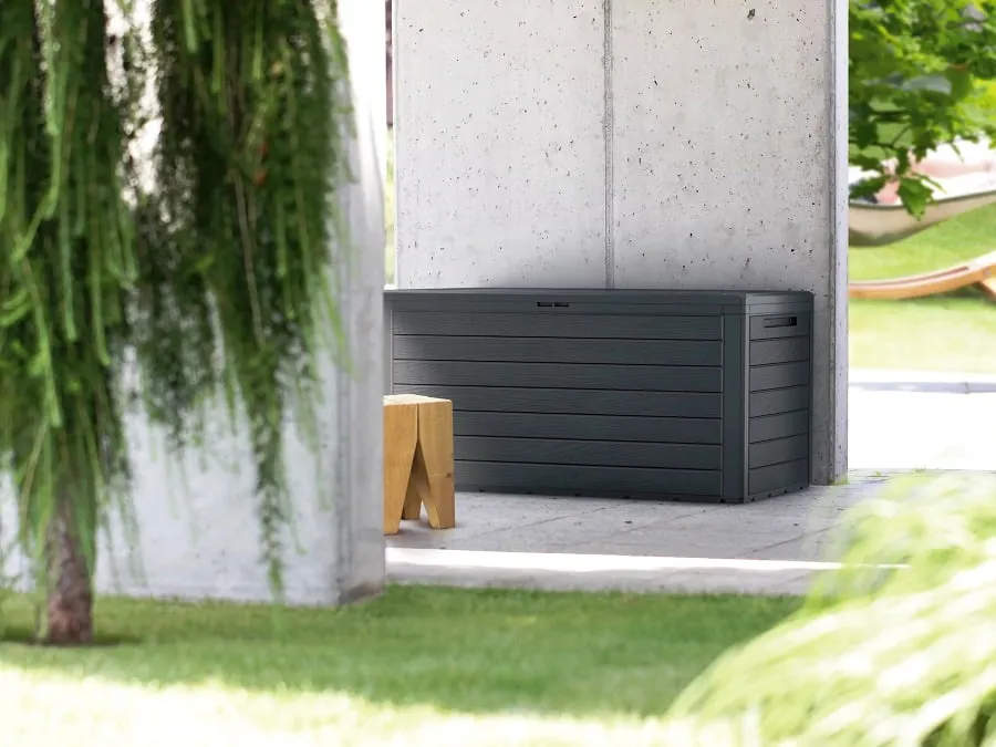 Prosperplast Zahradní box WOODEBOX antracit 116 cm - 280L