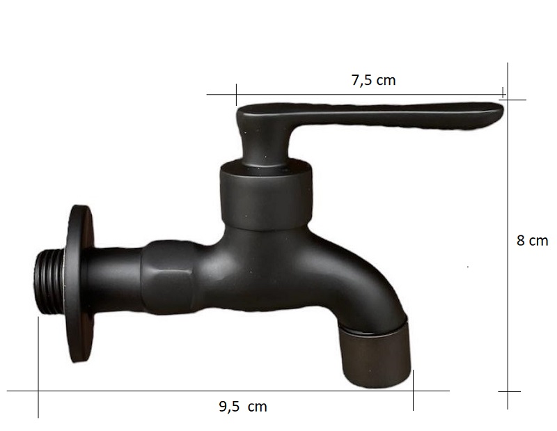 AZTE Vodovodní KOHOUTEK 1/2 černý matný, 9,5 cm