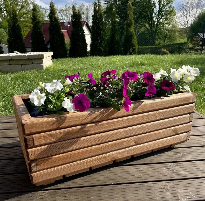 Dřevěný zahradní květináč AKSAMIT, teak, 800x400x300