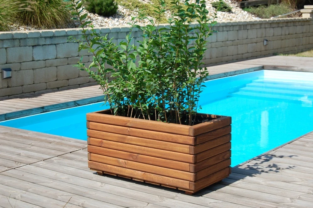 Dřevěný zahradní květináč AKSAMIT, teak, 800X400X400